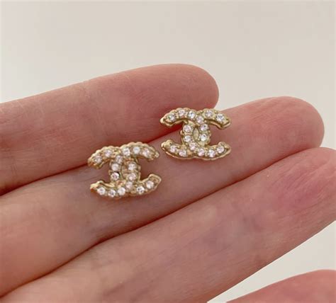 chanel gold crystal earrings|authentic Chanel cc logo earrings.